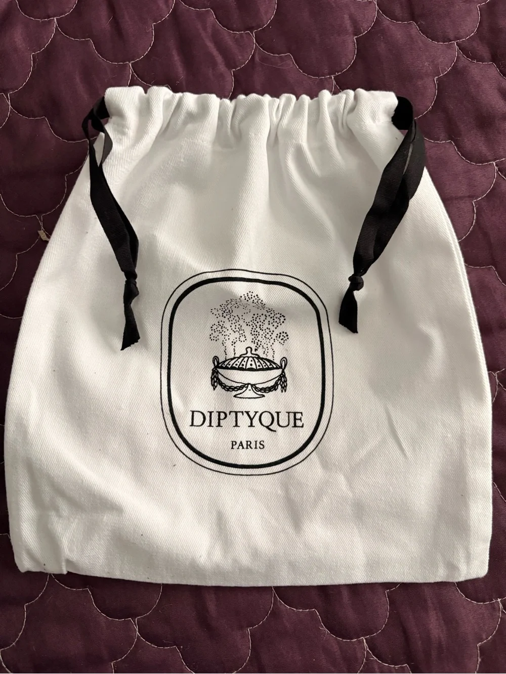 New Diptyque Paris White Drawstring Logo Dust Bag